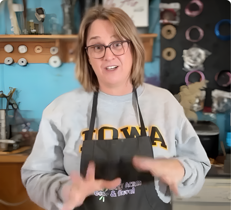 Individual with glasses in creative space